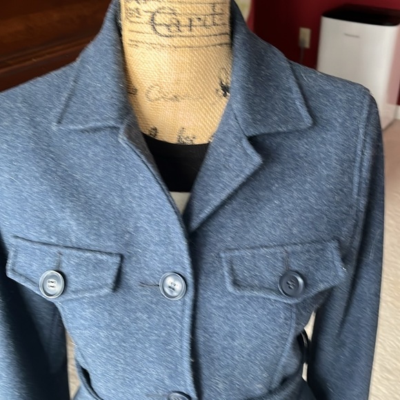 Very smart yet very stylish ladies blue button down jacket with belt. - Picture 5 of 5